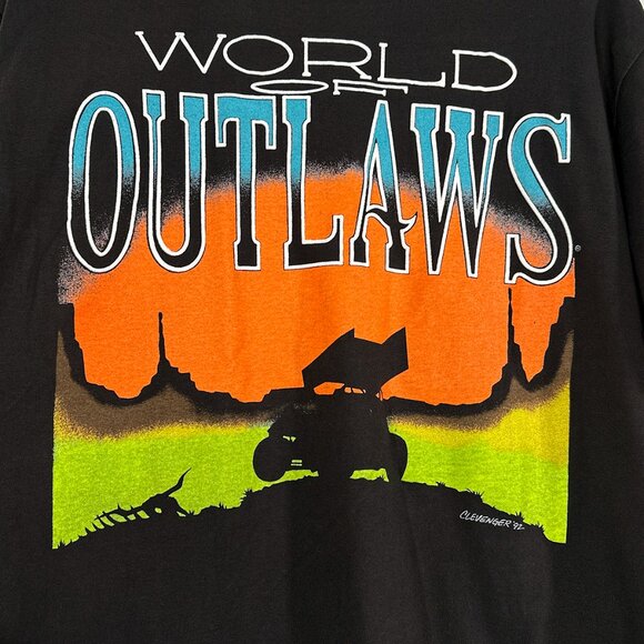 VTG World Of Outlaws Life In The‎ Fast Lane Single Stitch 1991/1992 T Shirt Sz L - Picture 2 of 15